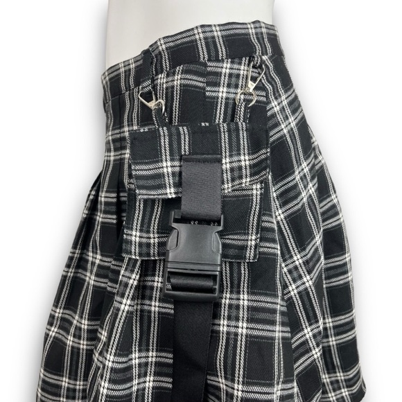 ❤️ SHEIN Plaid Flap Pocket Pleated Mini Skirt Preppy Dark Academia Y2k Punk Goth - Picture 6 of 10